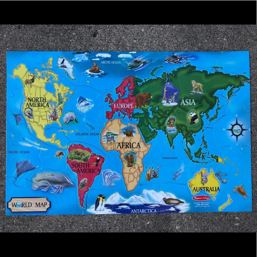 - World Map 2 x 3 Foot Floor Puzzle! EUC!